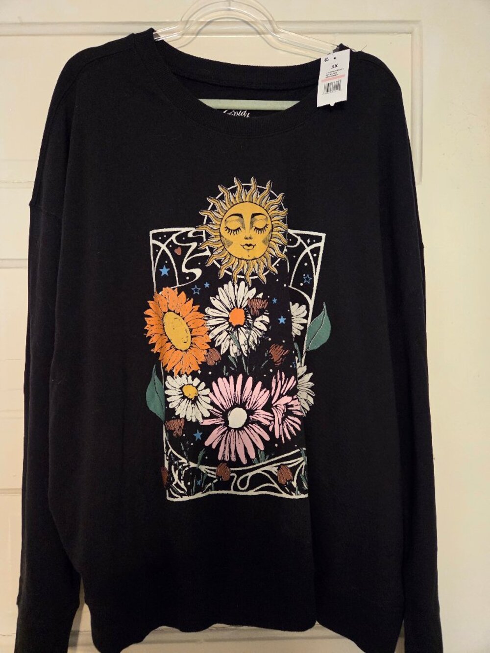 Cold Crush 3X Black Womens Sweatshirt with Sunshine Design